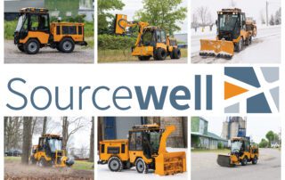 numerous trackless vehicles tractors and attachments with sourcewell logo